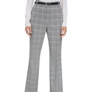 Calvin Klein Petite Plaid Belted Straight-Leg Pants - Black Multi 4P